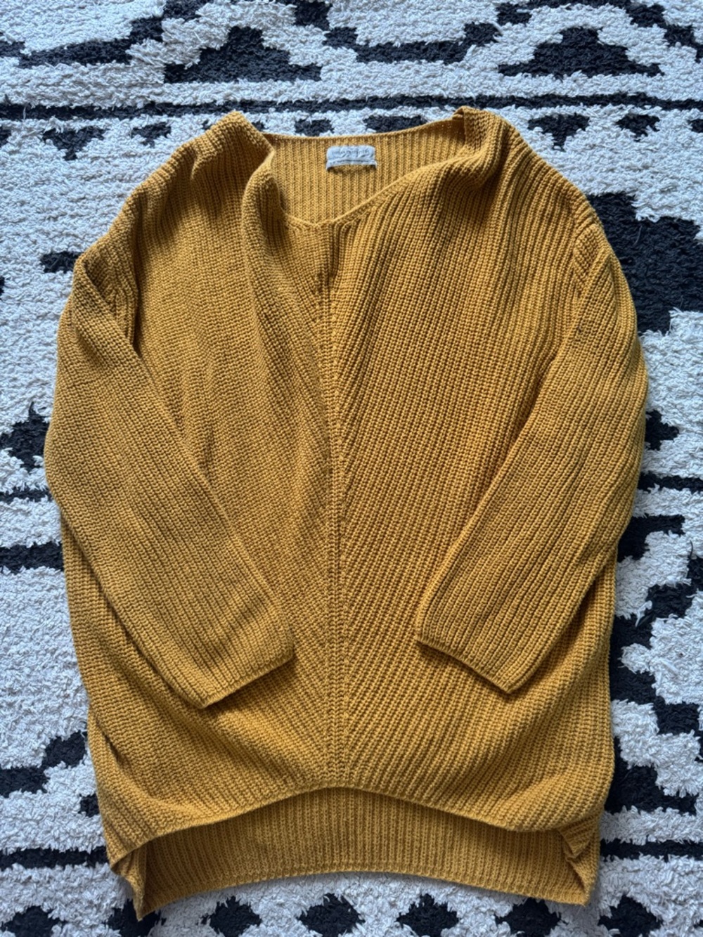 Urban Outfitters Mustard V-Neck Ribbed Knit Sweater